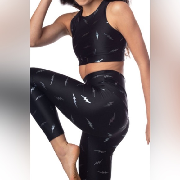 Emily Hsu Lightning Bolt foil sneakers legging size Small - Picture 4 of 12